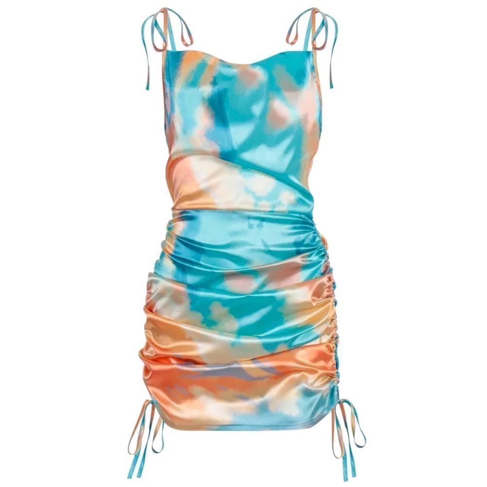 NWT Strappy Ruched Satin Dress